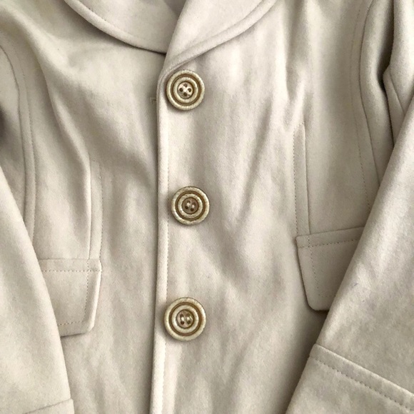 Donatella Ladies Pea Coat Wool Blend Size PL Off White Designer Buttons Front - Picture 8 of 8